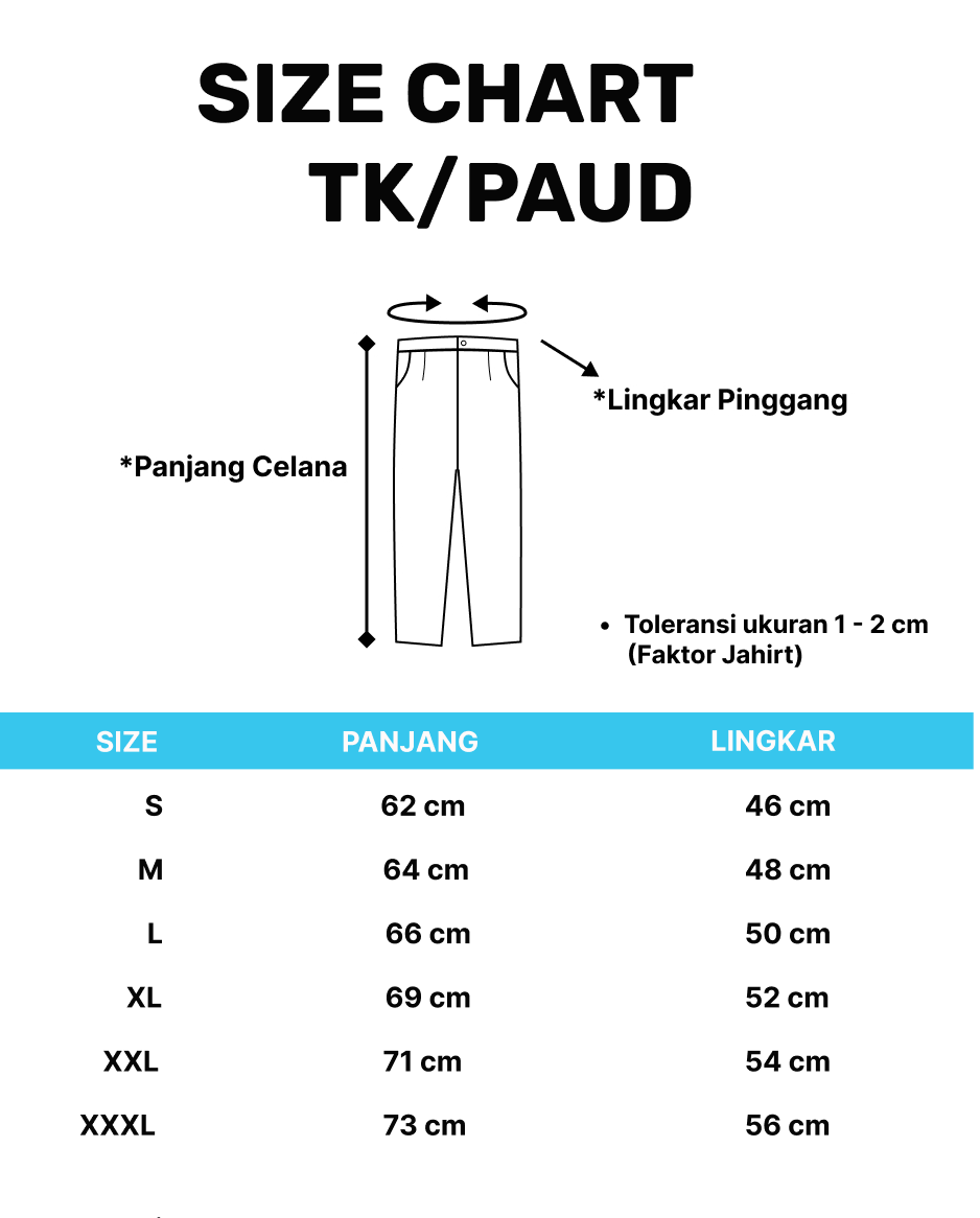 Size Celana TK